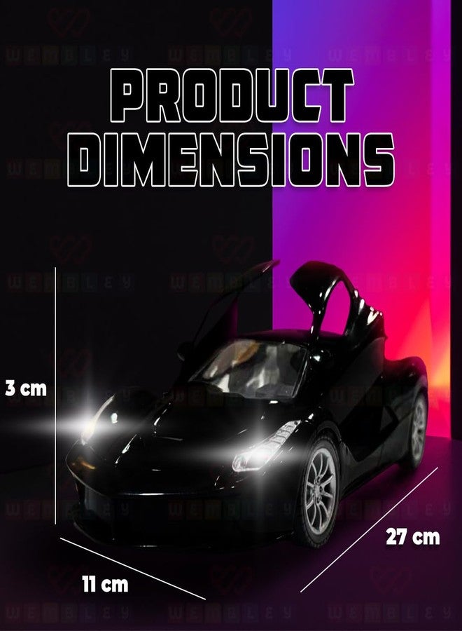 ويمبلي سيارة ويمبلي عالية السرعة قابلة لإعادة الشحن تعمل بجهاز تحكم عن بعد للأطفال، مزودة بأبواب قابلة للفتح وإضاءة LED، لعبة سيارة سباق رياضية فائقة | هدية عيد ميلاد للأولاد - أسود - Image 3